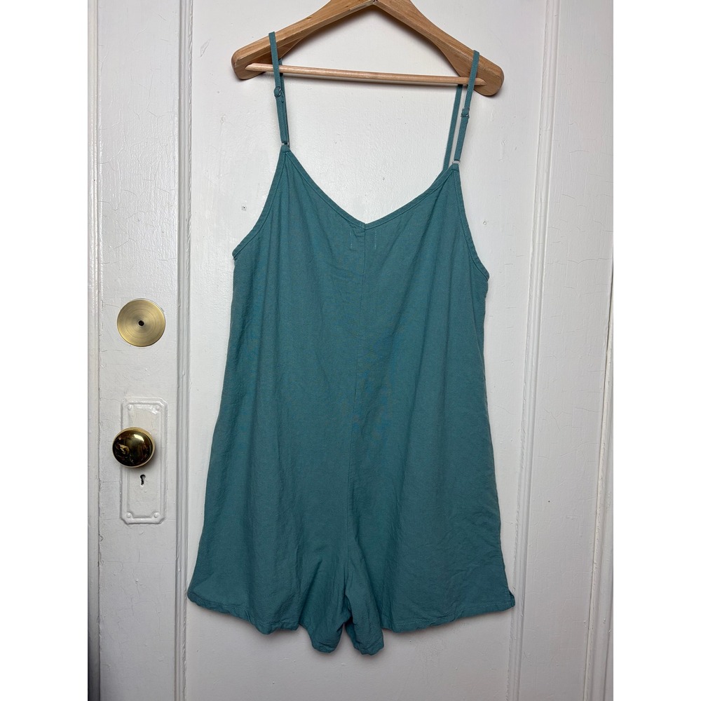 Rhythm Classics Womens Seafoam Green Linen Blend Button Front Romper Size L - Picture 3 of 7